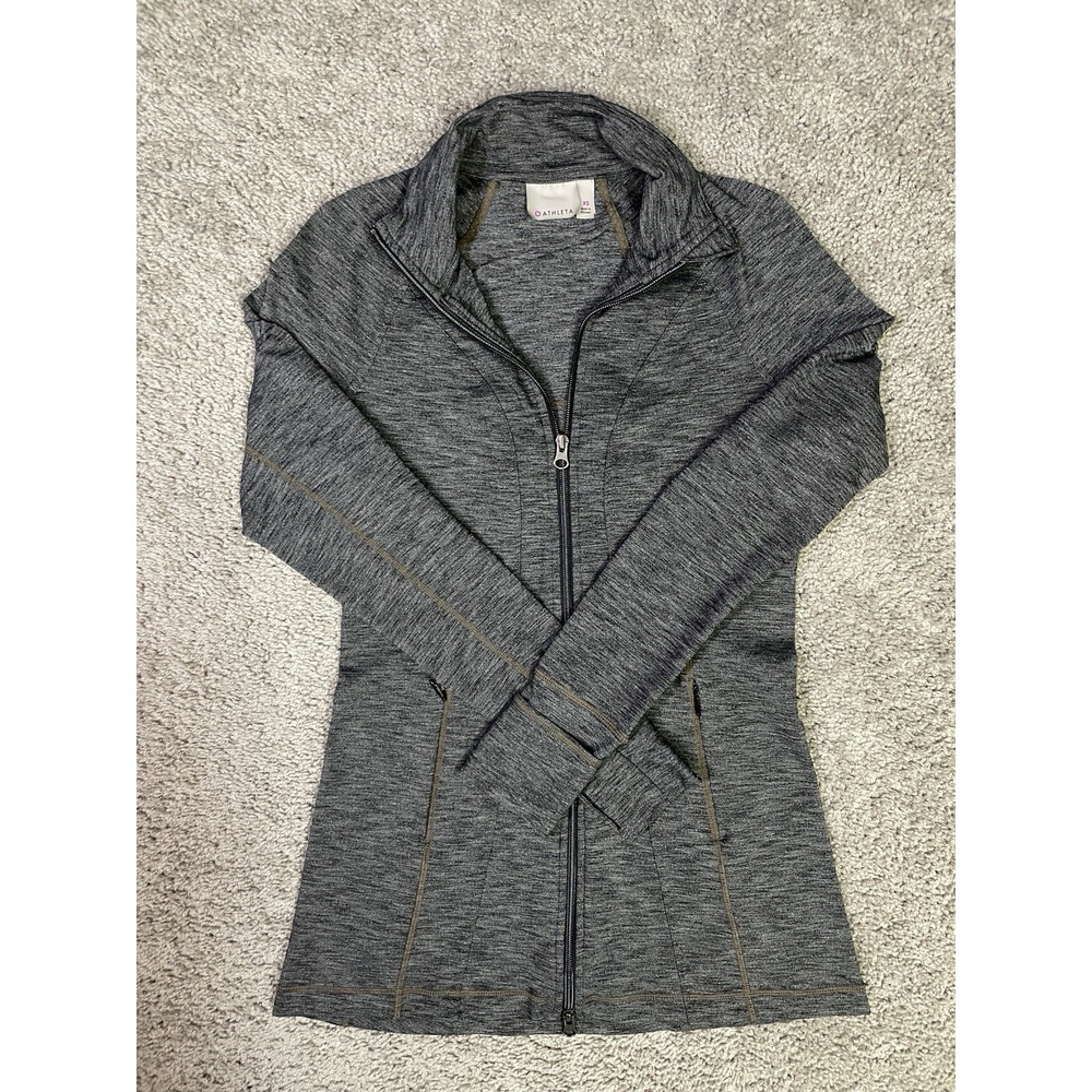 Athleta Cya Hope Jacket Size XS FULL ZIP Athletic Golf Yoga Workout HEATHER GRAY